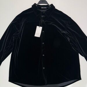Zara Black Velvet Shirt Jacket